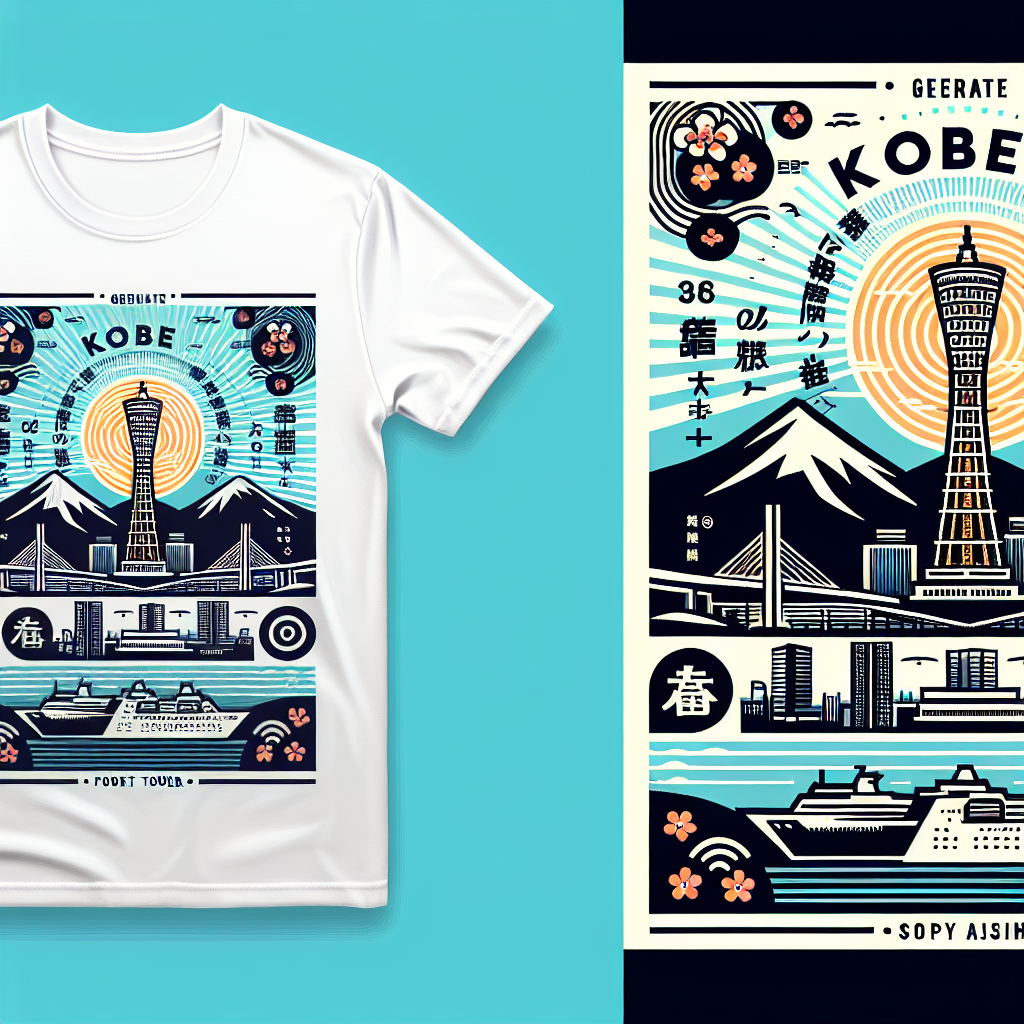 神戸でオリジナルTシャツを着用するイメージ